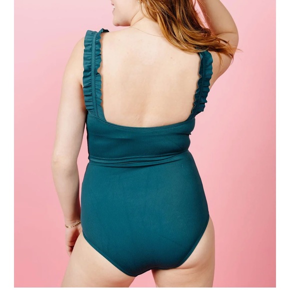 NWT Kortni Jeane Tie-Up-Front Bottoms | Ribbed Midnight Teal medium - Picture 3 of 7